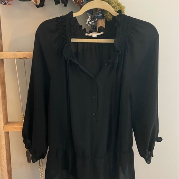 Loft Peplum Sheer Blouse - Picture 1 of 3